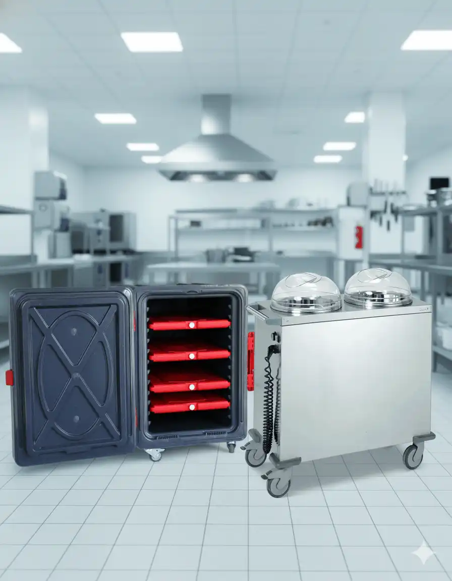 Chariot chauffant  et caisse isotherme en location